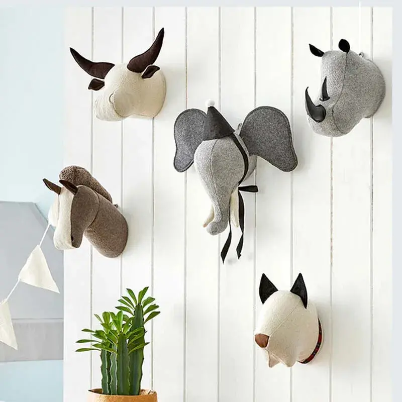 WhimsyWild Wall Friends - Stuffed Dog/Rhinoceros/Horse/Elephant