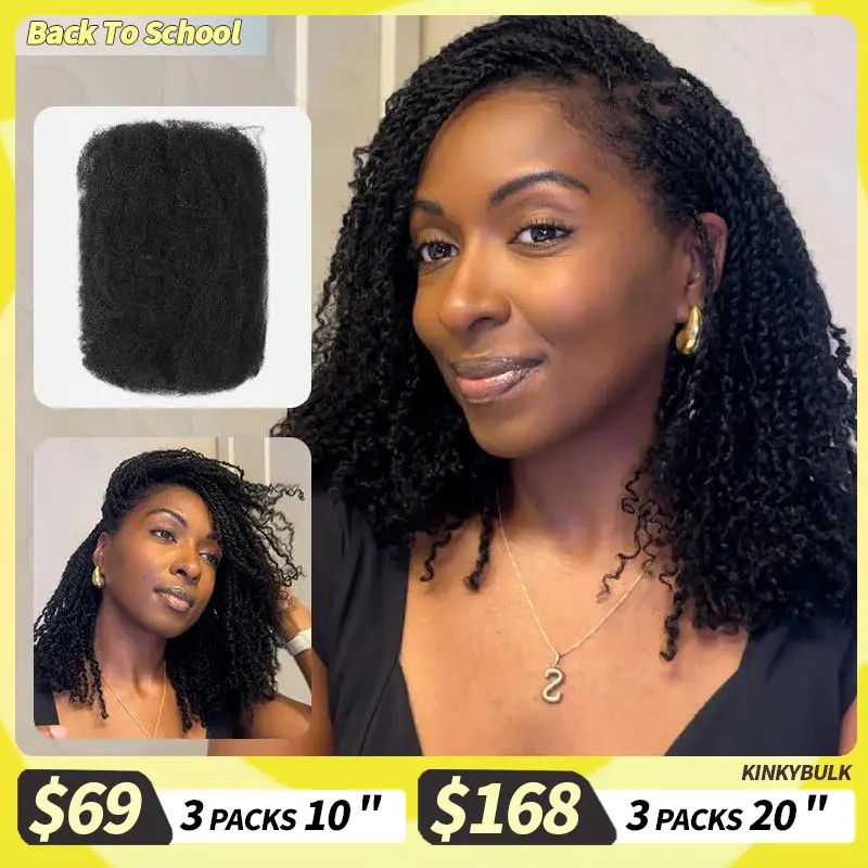 QVR Natural Black Afro kinky Bulk Hair Extensions For Braiding Dreadlock Human Hair #SummerWins #DealsForYouDays
