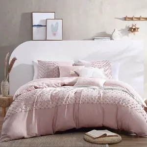 Swift Home | Layla 100% Cotton Clip-Jacquard 5-Piece Comforter Set Blush Full/Queen