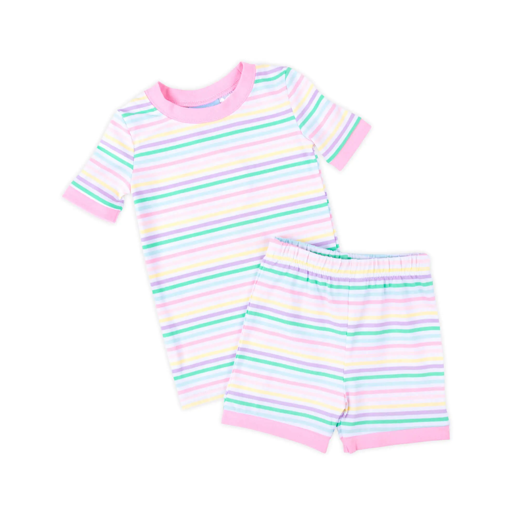 Pastel Pink Stripe Short Pajamas - Girls Soft & Cozy Striped Pajamas Pastel Pink Stripe Short Pajamas - Girls Soft & Cozy Striped Pajamas