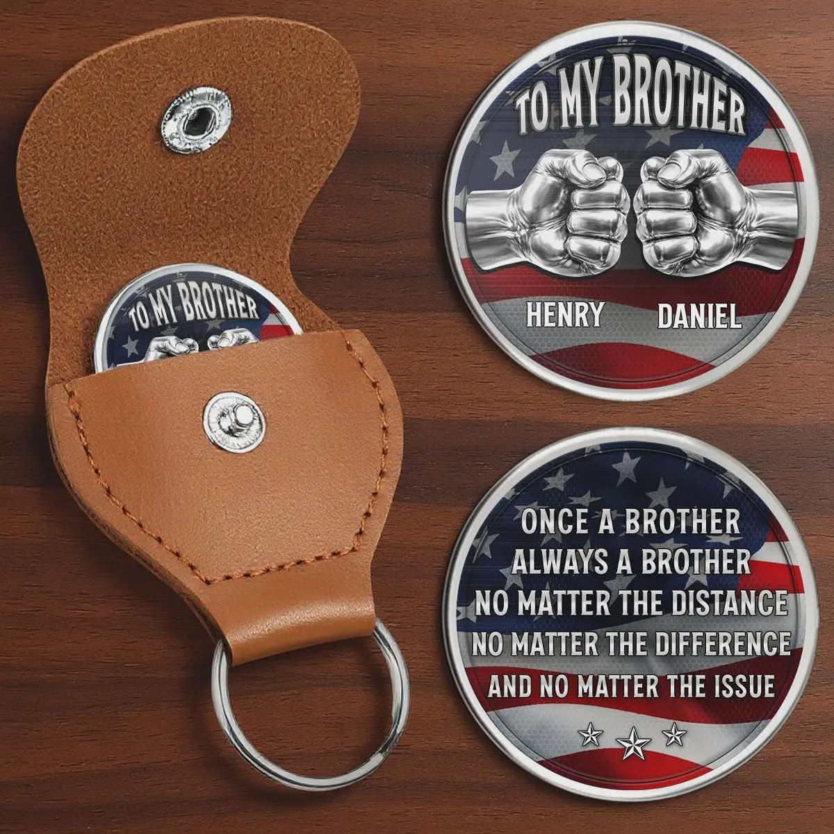 Custom Once a Brother Always a Brother Pocket Hug Keychain, Personalized Birthday Gifts For Brothers, Gifts For Men, Guy Friends