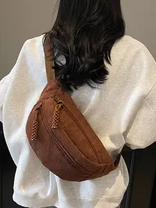 A simple and textured one-shoulder dumpling bag, a fashionable and versatile casual cross-body chest bag, a simple and lazy style one-shoulder bag, Casual Bum Bag