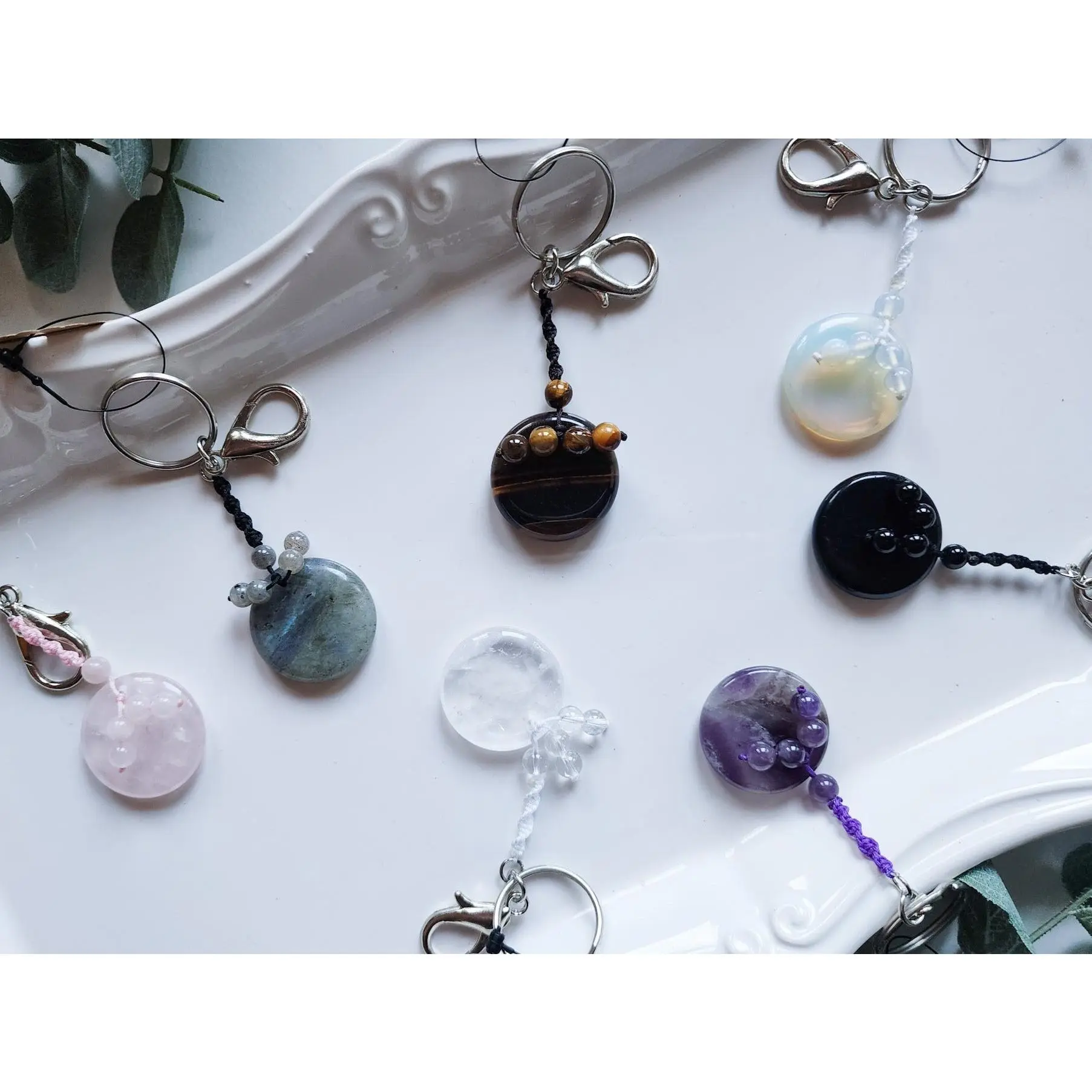 Crystal Button Keychain