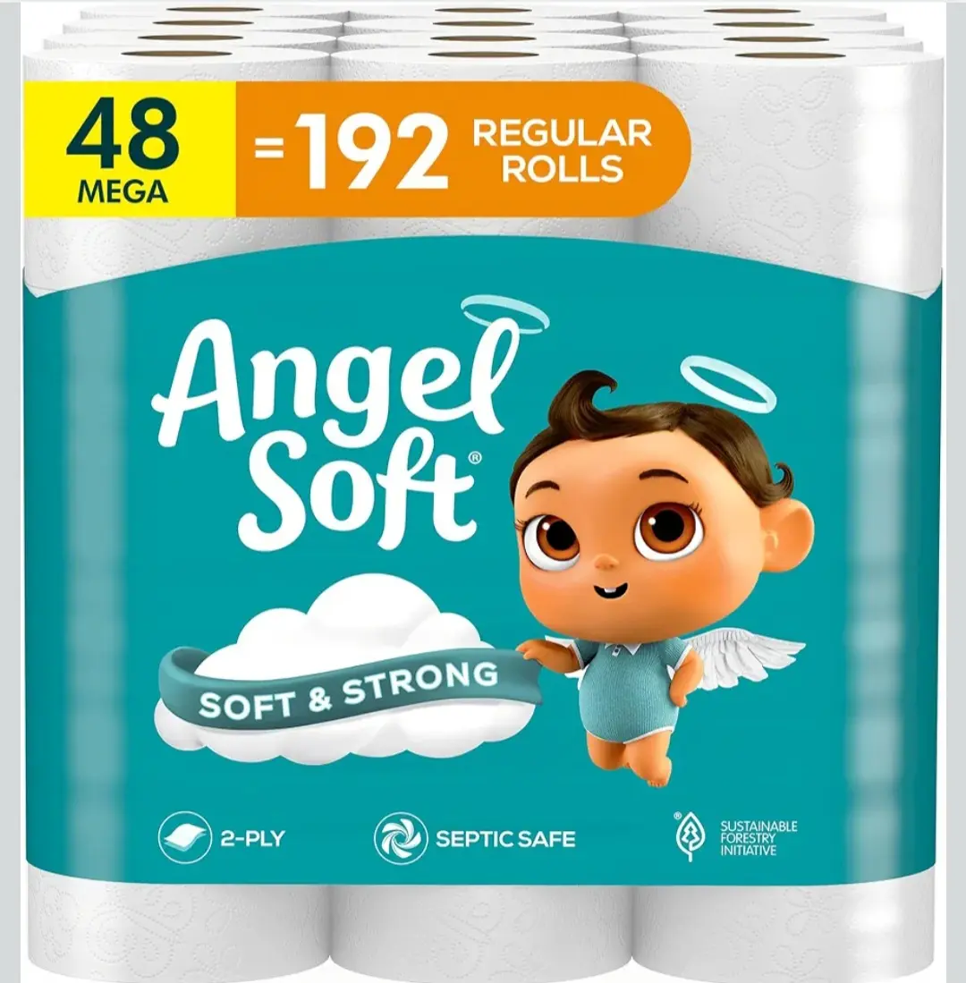 Angel Soft Toilet Paper, 48 Mega Rolls = 192 Regular Rolls, Soft and Strong Toilet Tissue
