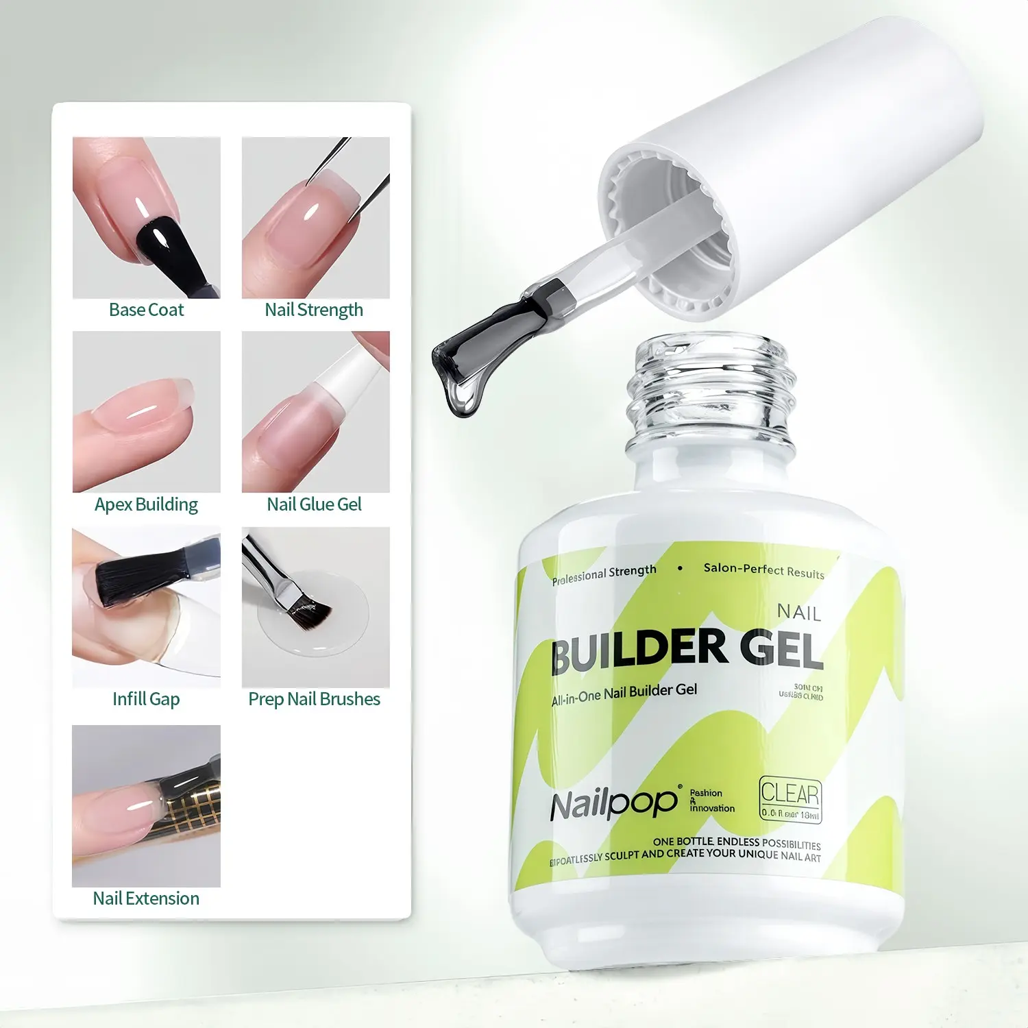7-in-1 Builder Gel – Quick Leveling & Natural C-Curve Builder, Repairs & Strengthens Flat/Weak Nails, Long Lasting 21-30 Days, Perfect for Home DIY, Polish, Extension Gel