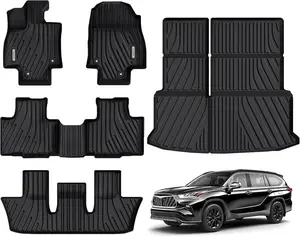 YITAMOTOR Upgraded Floor Mats Fit for Toyota Grand Highlander 2024 2025 w/Subwoofer 7 Seat (Include Hybrid), TPE Interior Seat Back Covers and Cargo Liner Behind 3rd Row (Trunk Mat with Backrest Mat)