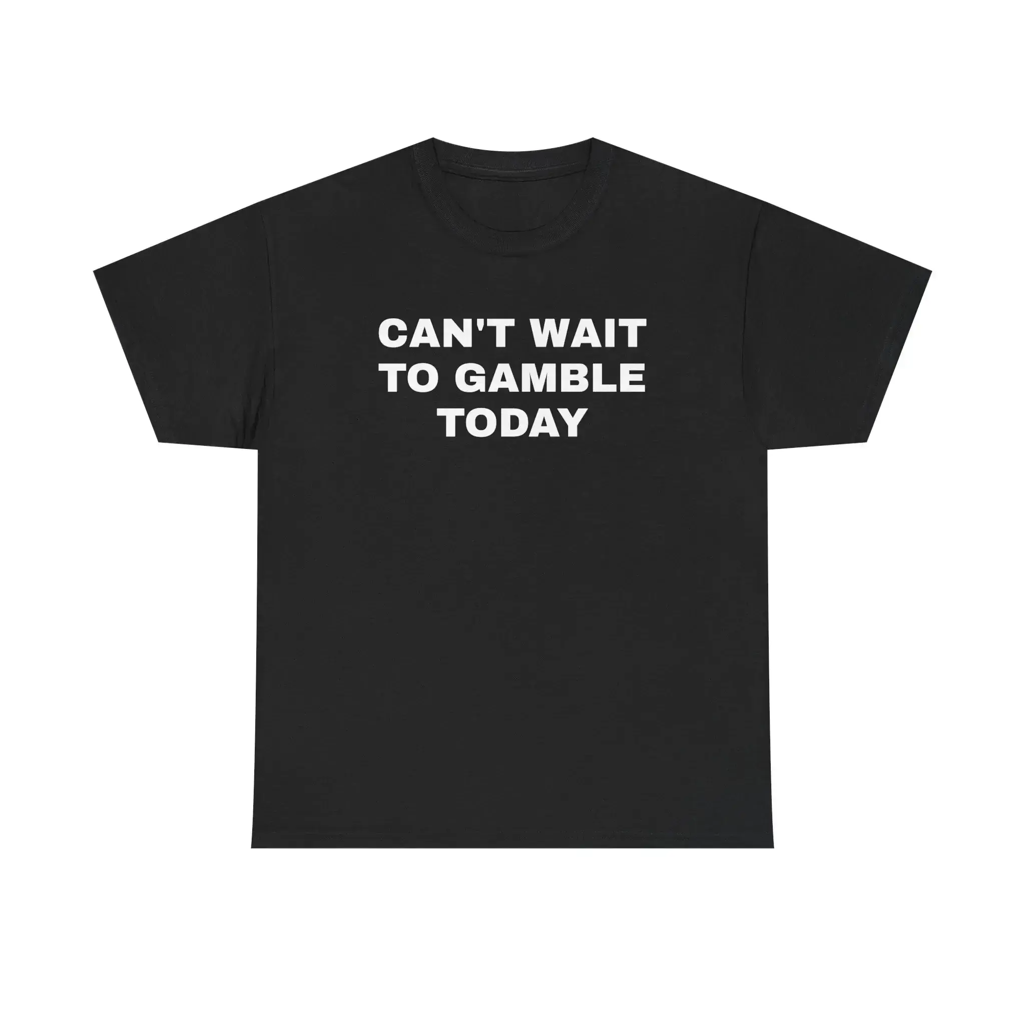 Can’t Wait To Gamble Today Funny Graphic T-Shirt, Casino Poker Lover Casual Tee, Men  Vintage Crew Neck Short Sleeve Top Black Big