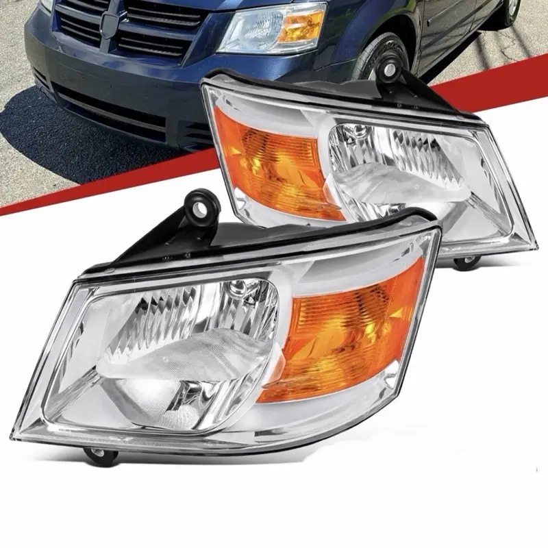 Fit 2008-2010 Dodge Grand Caravan Headlights Lamps Assembly Left+Right 08 09 10