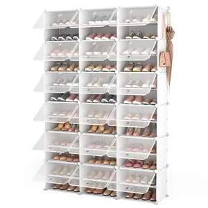 Portable Shoe Rack Organizer, 72 Pairs Covered Shoe Rack Shoe Organizer for Closet Entryway 12-Tier Shoe Storage Cabinet Space Saver Closed Shoe Organizer Cabinet with Doors 12-Tier Portable 72 Pair Shoe Rack Organizer, 36 Grids Tower Shelf Storage