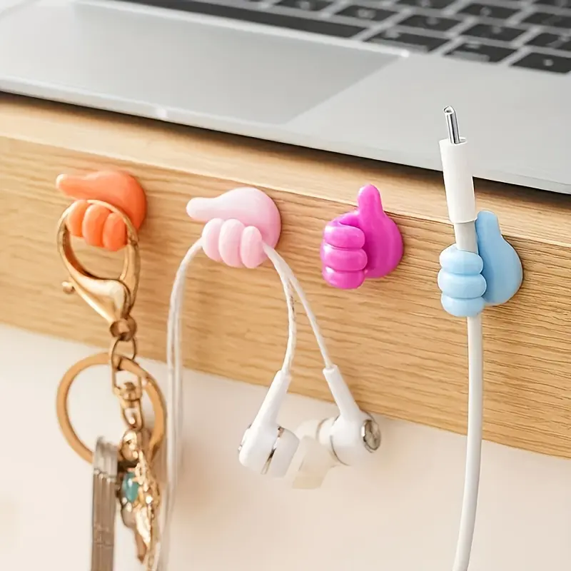 15pcs Adhesive Cable Clips Hands/Shapes (No Batteries Required) - Non-Slip Sticky Plastic Wire Holders, Cord Organizers for Phone Chargers, Tablets, PCs, TVs, Wall & Desk Cable Management, Durable Adhesive Backing for home/Office Use -