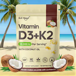 Vitamin D3 K2 Supplement 10000 IU With Coconut Oil Bone Heart Support 90 Softgels