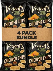 Vegeat’s Cheddar Chickpea Chips – Vegan Protein Rich Healthy Snack, Oven Baked High Fiber Chips (4 Pack)