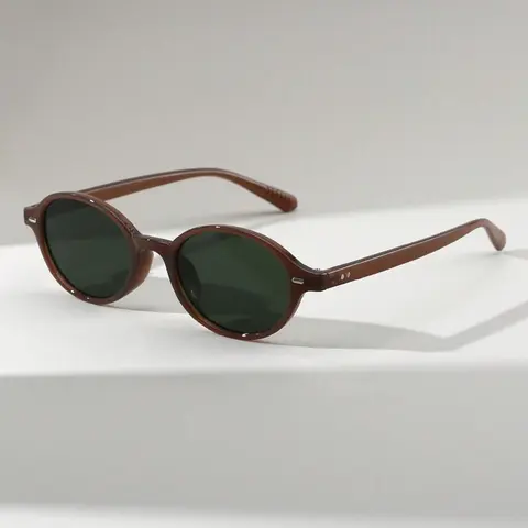 Vintage Rivet Decor Oval Frame Sunglasses, Trendy Casual Full Rim Sunglasses for Everyday Use, Fashion Accessories for Outdoor Activities