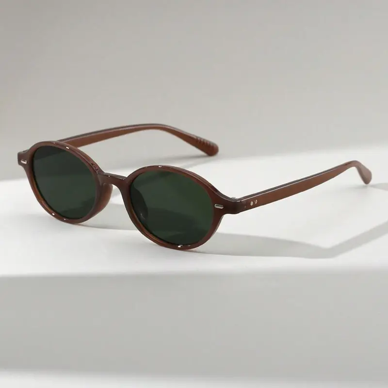 Vintage Rivet Decor Oval Frame Sunglasses, Trendy Casual Full Rim Sunglasses for Everyday Use, Fashion Accessories for Outdoor Activities