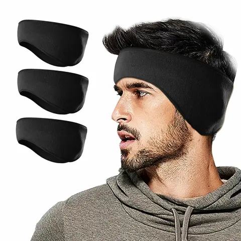 (3PCS) Fleece Athletic Headbands - Adult Universal Ear Warmers, 3-pc Family Set Training Headband for Cold Weather Running, Biking