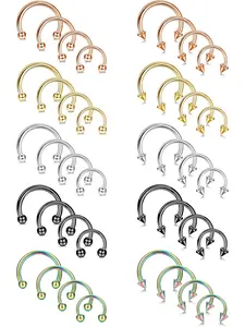 40Pcs 16G Septum Horseshoe Nose Rings Surgical Steel Lip Rings for Women Men Hypoallergenic Tragus Hoop Helix Daith Earrings Nose Piercing Jewelry