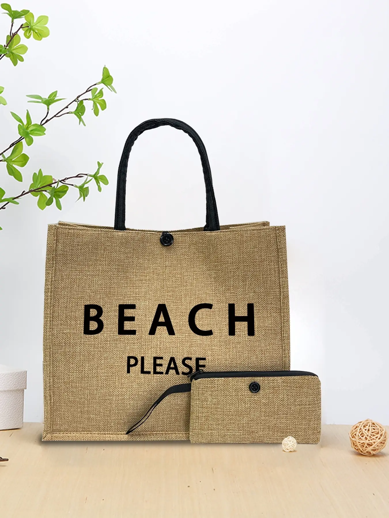 2024 New Style Letter Pattern Beach Bag Set, Casual Handbags Large Capacity Tote Bag & Small Wallet, Fashionable Bag Set for Women for Daily Travel Work Commute
