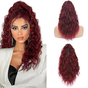 Ponytail Extension Claw 20" Curly Pony Tail Clip in Claw Hair Extensions Fluffy Natural Looking Synthetic Hairpiece for Women