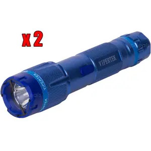 (2) VIPERTEK BLUE VTS-T03 Heavy Duty Metal Built in LED Flashlight Rechargeable For Emergencies and Outdoor Activities