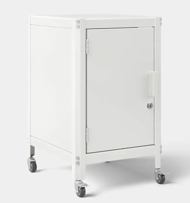 Dorm Metal Rolling Locker Storage Cabinet with Lock Chalk White - Room Essentials; Fully Assembled SHOWROOM ITEM