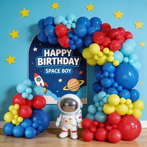 135pcs Carnival Circus Balloon Arch Kit, Blue Mixed Balloons, Rainbow Multi-Color Balloons, Boy Birthday Graduation Bachelor Party Decorations