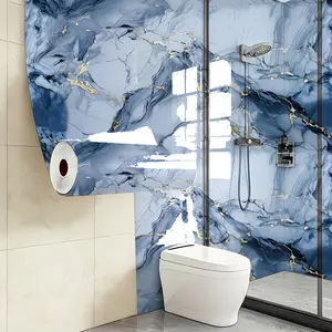 1pc Marble Look Self-Adhesive Wallpaper, Bathroom Wall Decor, Kitchen Waterproof Oil Resistant, Easy Install Remove
