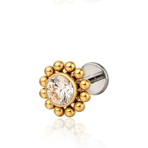 F136  Titanium Flat  Stud,G23 Implant Grade Press Fit Threadless Earrings 20g 6mm 8mm Push Pin Tragus Cartilage Helix Conch Nose Piercing(1PC)