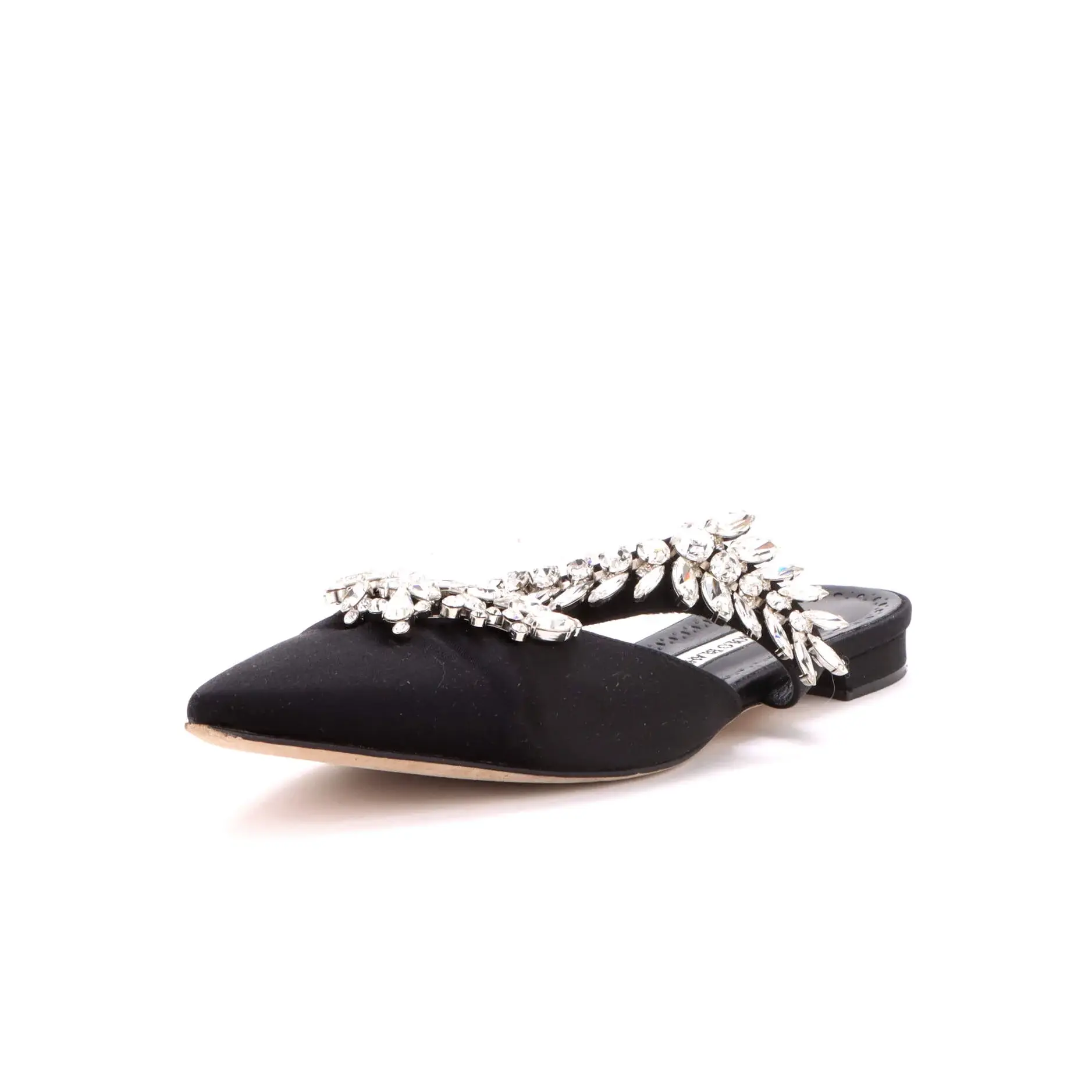 Pre-owned Manolo Blahnik Women's Lurum Flat Mules Satin by Rebag