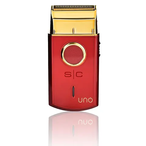 StyleCraft Uno Mini Shaver - Professional Single Foil Cordless Shaver with High Torque Motor in Red and Velvet Travel Case Steel Stainless