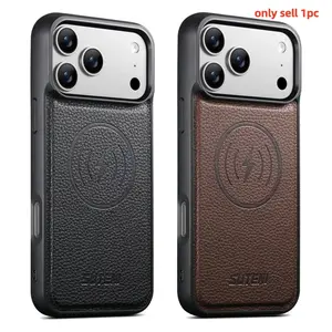 For iPhone 17 Air/16/13/14/15 Pro Max Magnetic Wireless Charging Complete SetSoft Rubber Shell Anti-Slip Protection Leather Case