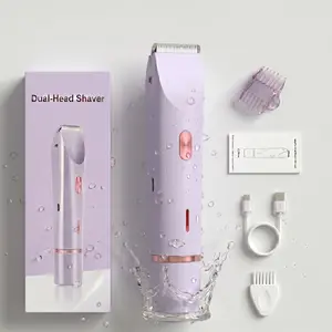 Women's 2-in-1 Dual-Head Bikini Shaver - Rechargeable 400 mAh Batteries Painless Hair Remover, Lightweight Portable Waterproof Precision Trimmer for Sensitive Areas, Body & Face Mini Razor for Smooth Skin