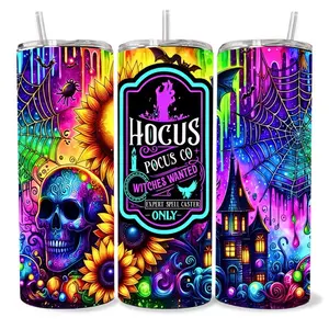 Hocus Pocus 20 oz Tumbler - BPA Free, Stainless Steel, Leak Proof, Clear Lid, Includes Straw