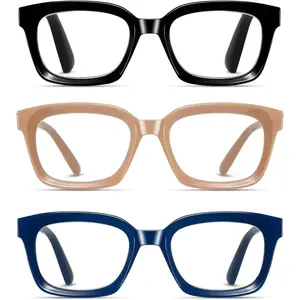 3 Pack Oprah Style Oversized Reading Glasses for Women Men Blue Light Blocking, Ladies Stylish Retro Square Large Computer +1.0