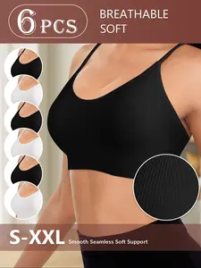 6-Piece Wireless Sports Bra Set, High Elasticity, Full Coverage, Medium Support, Yoga & Running, Casual Slim-Fitting, All Seasons, Sports Bralette Set