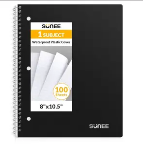 Spiral Notebook, 1-Subject, Wide Ruled Paper, 8" x 10-1/2", 100 Sheets per Notebook, 3-Hole Punched Paper, Water Resistant Cover, Double-sided Pockets, Spiral Lined Notebooks for School