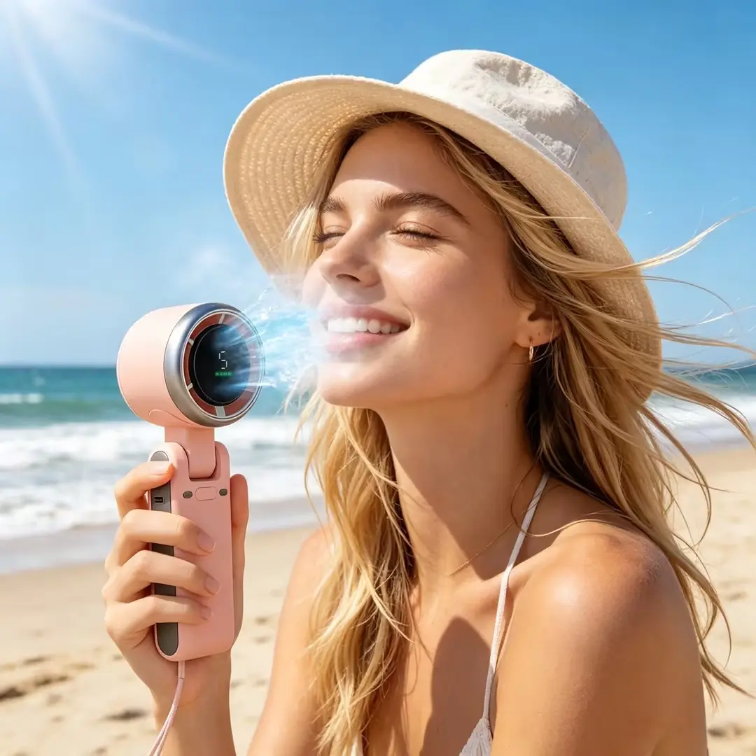Portable Folding Neck-Mounted Turbofan - High-Speed Pressurized, Digital Display Handheld Fan for Sports & Outdoor Leisure Activities