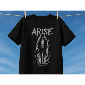 New Arrival Solo Leveling Graphic T-Shirt, ARISE Sung Jinwoo Shadow Monarch Manhwa Print, Dark Anime Stylish Design, Oversized Unisex Cotton Tee, Hot Selling Trend Streetwear for Anime Fans Daily Outfit
