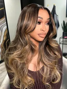 Lehanhair 24 Inch Body Wave Wigs for Women, Gorgeous Fluffy Wigs without Bangs, Fluffy Natural Wig, Synthetic 13*6 Lace Front Wigs for Party, Daily Use