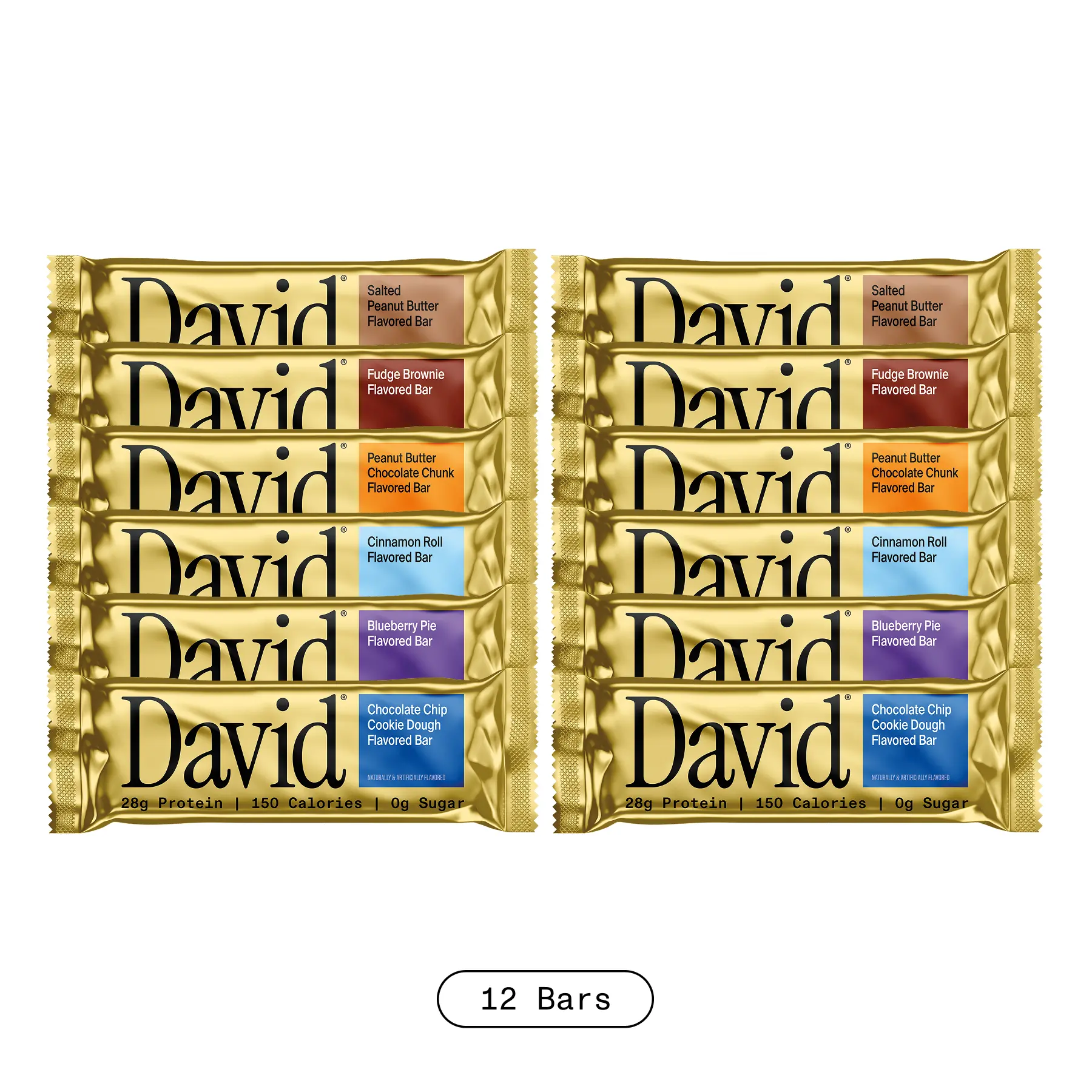 David Protein Jumbo Variety Pack | 28g Protein, 150 Calories, 0g Sugar | 12 Bars, 6 Flavors