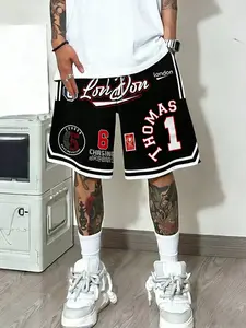 Basketball Shorts' "London Thomas 1&6" Varsity Graphic Print Athletic Shorts | Streetball Aesthetic | Unisex OOTD Essential | TikTok Viral Y2K Casual Daily Wear Statement Bottoms for Men Women 2026 Spring New Drop