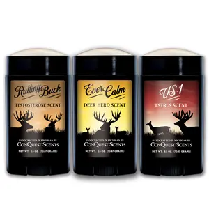 Conquest Scents Trio Hunter’s Package – Vs-1, RuttingBuck & EverCalm Deer Herd Scent Stick, Deer Attractant & Calming Scent, All-Season Hunting Wax Sticks, 2.5 oz