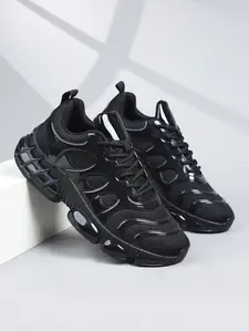 Men's Lightweight Sporty Running Shoes Breathable Low-Top Sports Sneakers, Shock Absorbing Rubber Sole, Casual Training Footwear