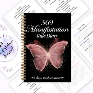 Spiritual Growth Manual, Spiral bound planner, 369 Manifestation Diary, Law of Attraction Desire Fulfillment Manual, Gratitude Diary, High Vibration Record, Positive Affirmation Guidance, Includes Daily Writing Exercises at 3AM/6PM/9PM, Strengthens Desir