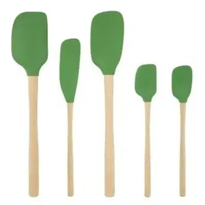 5pc Silicone/Wood Flex Core Spatula Set Color Pesto
