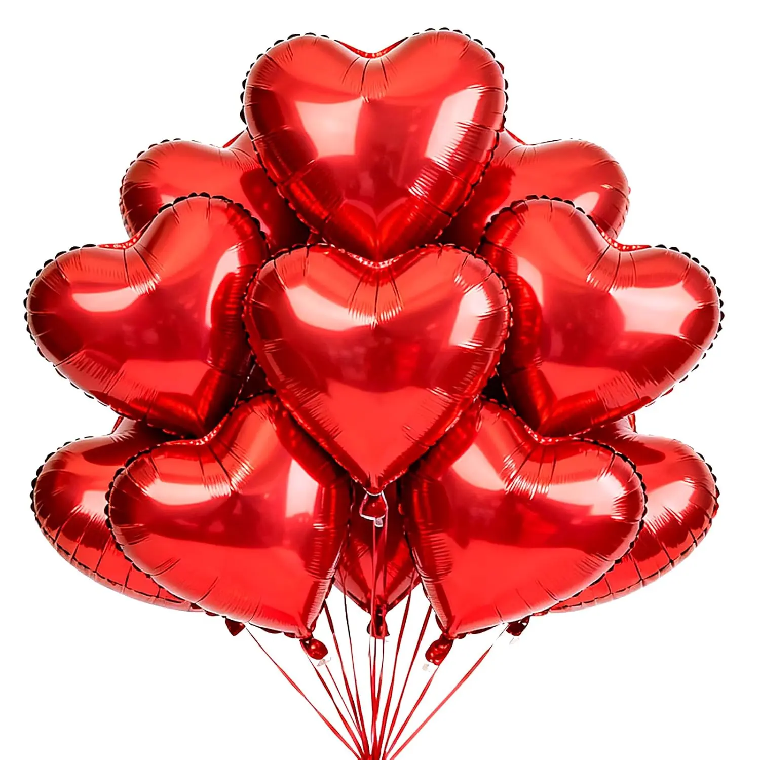 18-Piece Red Heart Foil Balloons, 18-Inch for Valentine’s Day, Weddings & Engagements