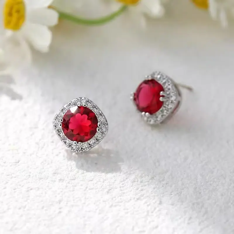 E050 Iced VVS  Cluster Earrings S925 Sterling Silver Hypoallergenic For Men Women