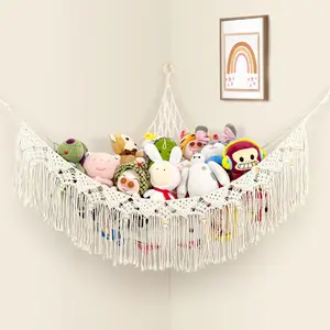 Triangle Toy Net Bag Bohemian Style Corner Hanging Plush Toy Hammock