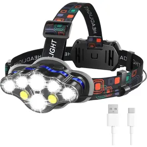 2026 New 30W Super Bright LED Headlamp with Red SOS, 8 Modes, 90° Adjustable, IPX4 Waterproof, USB-C Rechargeable for Camping, Running, Car Repair, Roadside Emergency, Fishing, Outdoor Parties & More