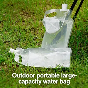 2pcs 2L(67oz) Collapsible Hydration Pouches, Transparent Design for Camping & Hiking, Portable Reusable Storage Solution