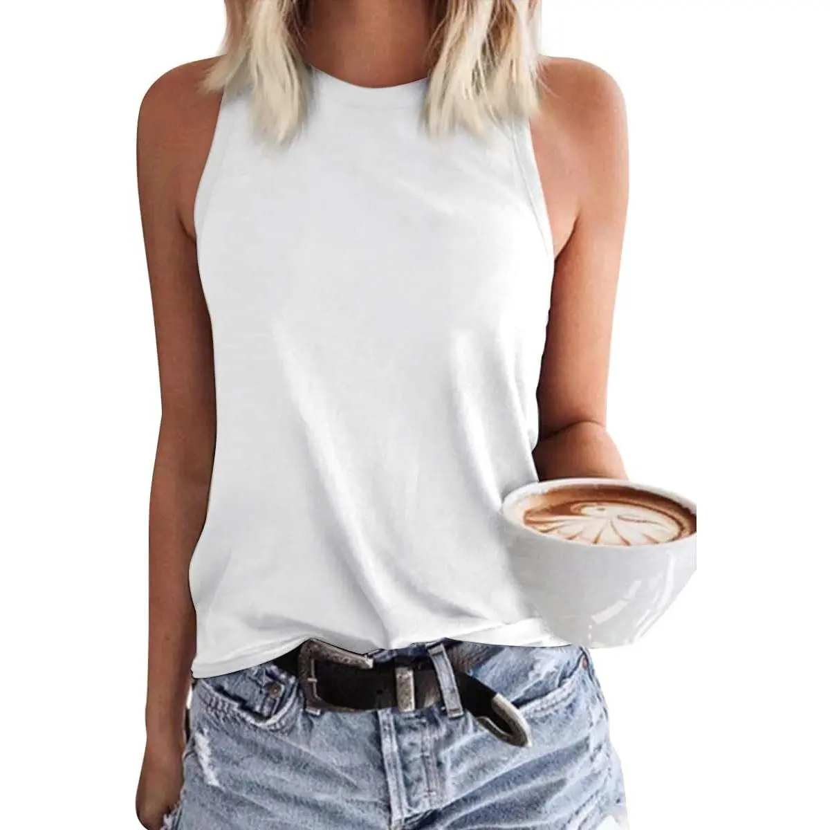 Women's Modest Cotton Tank Tops - Chic, Lightweight, Comfortable Crewneck Sleeveless Loose-Fit Inners (Islamic Clothing Compatible), Solid, Casual, Travel, Party, Outdoor Wear